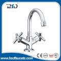 Dual handles/Double lever Chrome Polished Basin Faucets Deck Mounted Bathroom Water Mixer Basin Faucet Cheap Price